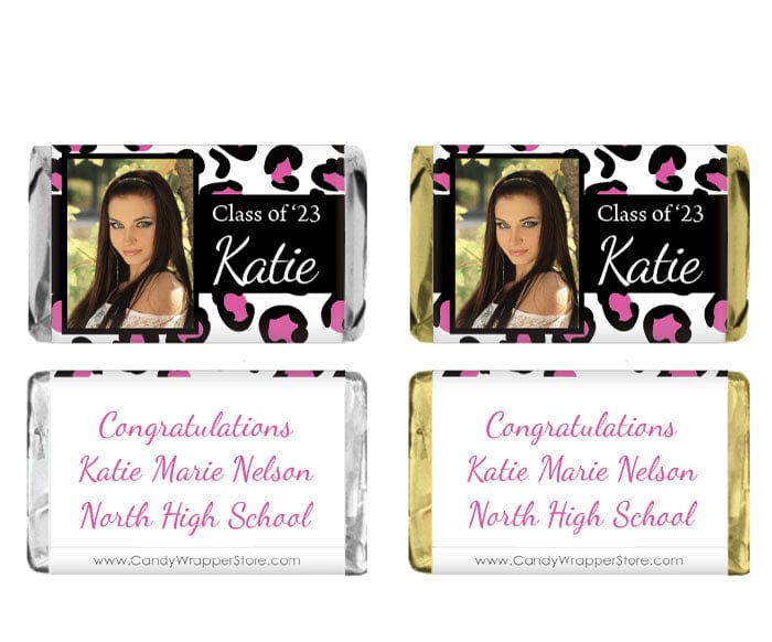 MINIGRAD230photo - Miniature Graduation Leopard Print Photo Candy Bar Wrapper Miniature Graduation Leopard Print Photo Candy Bar Wrapper Party Favors GRAD230