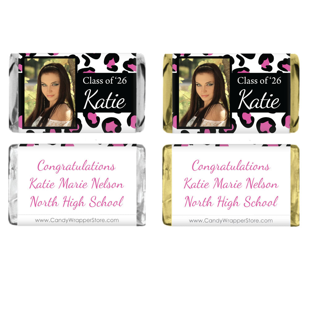 MINIGRAD230photo - Miniature Graduation Leopard Print Photo Candy Bar Wrapper Miniature Graduation Leopard Print Photo Candy Bar Wrapper Party Favors GRAD230
