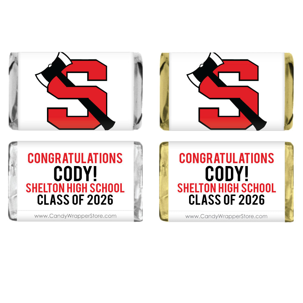 MINIGRAD245 - Upload Your School Logo or Mascot Graduation Miniature Candy Bar Wrappers Upload Your School Logo or Mascot Graduation Miniature Candy Bar Wrappers Party Favors GRAD245