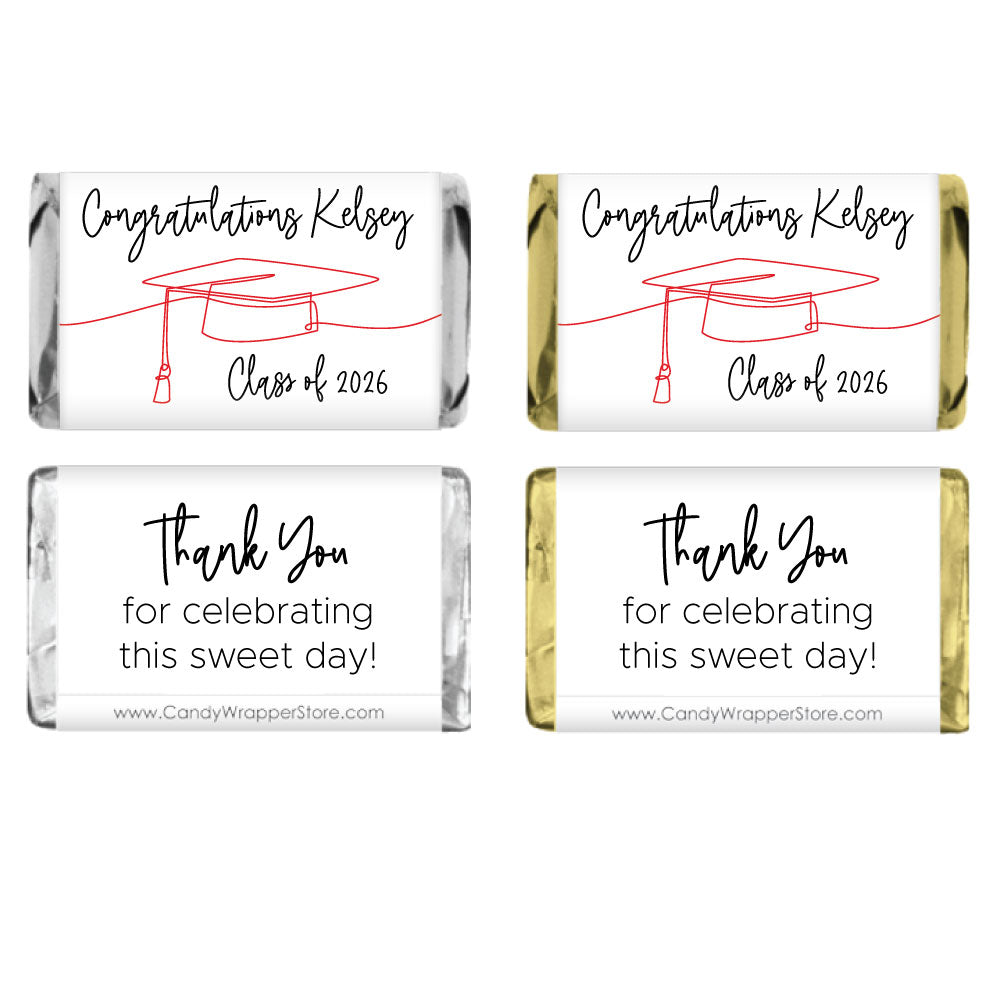 MINIGRAD262 - Miniature Scribble Graduation Hat Candy Bar Wrappers Miniature Scribble Graduation Hat Candy Bar Wrappers Party Favors grad262