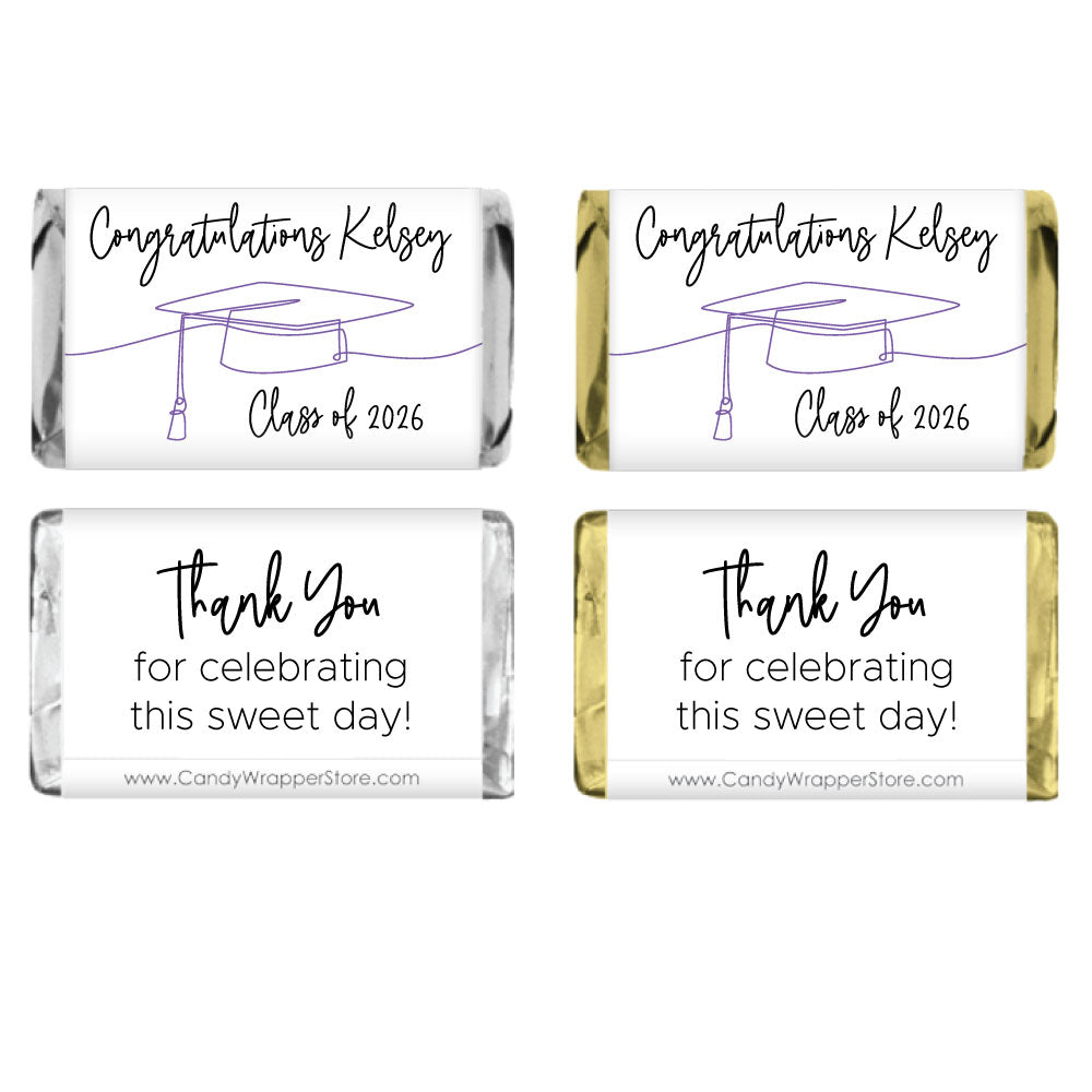 MINIGRAD262 - Miniature Scribble Graduation Hat Candy Bar Wrappers Miniature Scribble Graduation Hat Candy Bar Wrappers Party Favors grad262