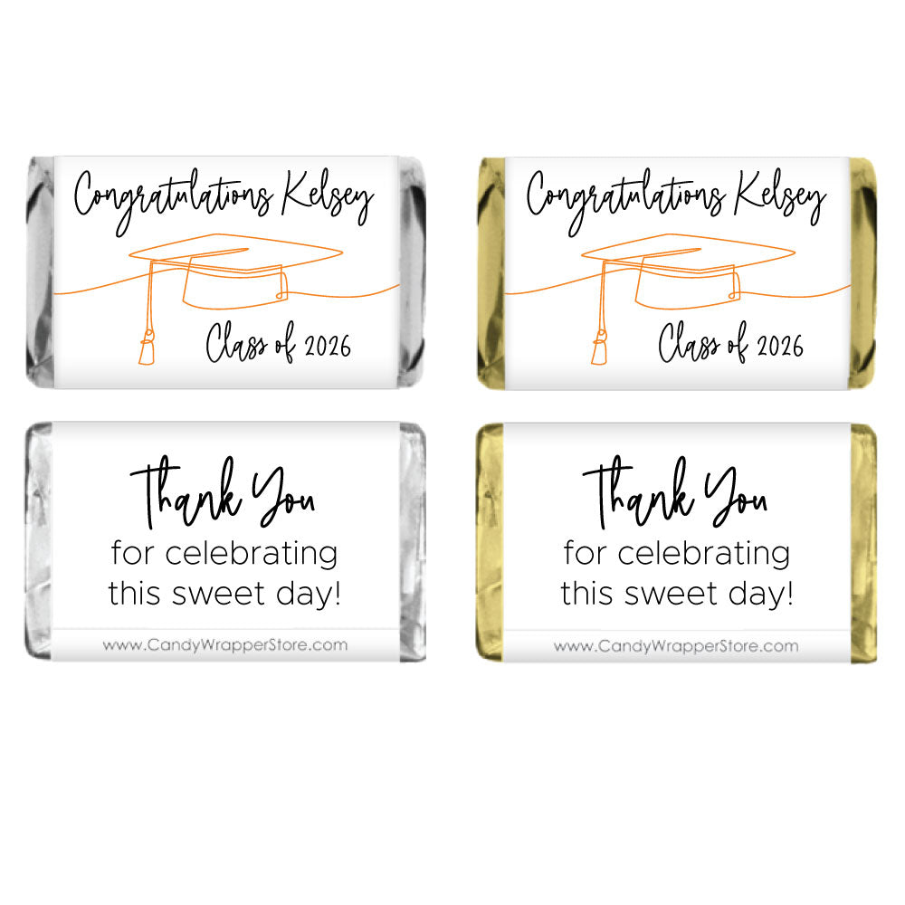 MINIGRAD262 - Miniature Scribble Graduation Hat Candy Bar Wrappers Miniature Scribble Graduation Hat Candy Bar Wrappers Party Favors grad262