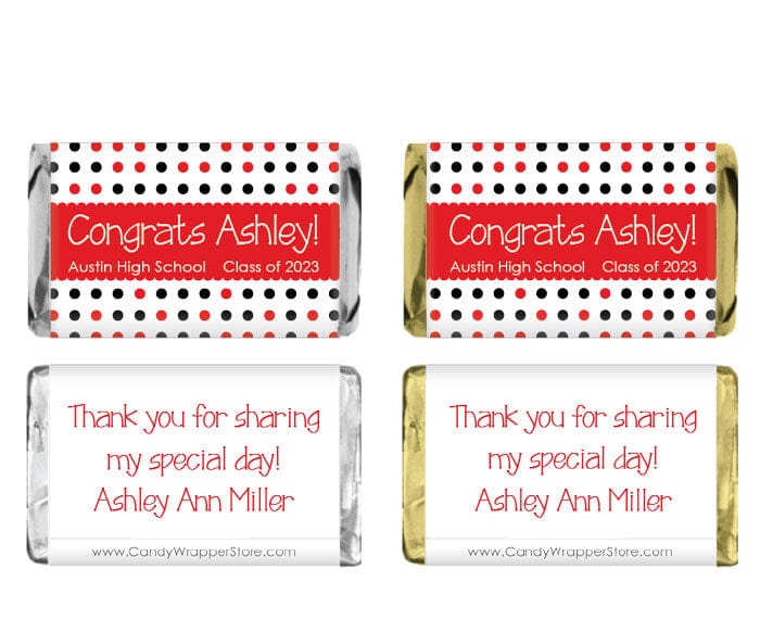 MINIGRAD350 - Miniature Multi Dots Graduation Candy Wrapper Miniature Multi Dots Graduation Candy Wrapper Party Favors GRAD350