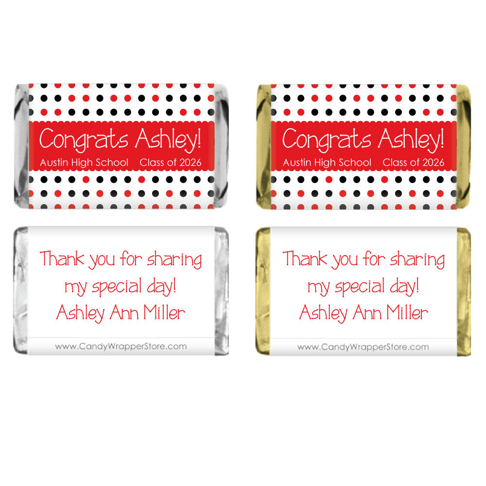 MINIGRAD350 - Miniature Multi Dots Graduation Candy Wrapper Miniature Multi Dots Graduation Candy Wrapper Party Favors GRAD350