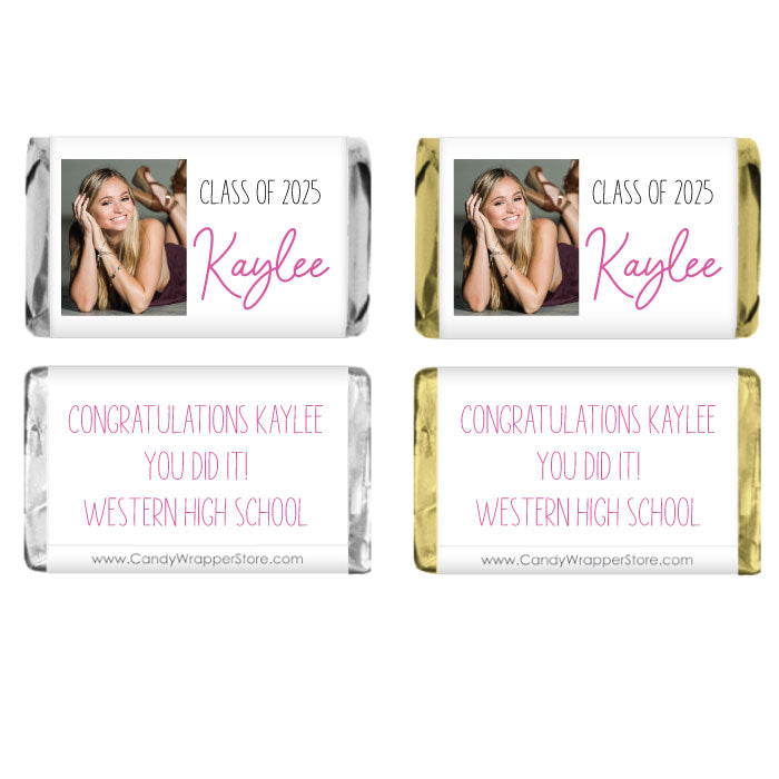 MINIGRAD425 - Miniature Graduation Modern Girl Photo Candy Bar Wrapper Miniature Graduation Modern Girl Photo Candy Bar Wrapper Party Favors GRAD425