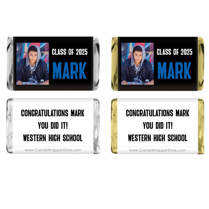 MINIGRAD426 - Miniature Graduation Modern Guy Photo Candy Bar Wrapper Miniature Graduation Modern Guy Photo Candy Bar Wrapper Party Favors GRAD426