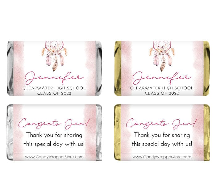 MINIGRAD427 - Miniature Watercolor Dreamcatcher Graduation Candy Bar Wrappers Miniature Watercolor Dreamcatcher Graduation Candy Bar Wrappers Party Favors grad427