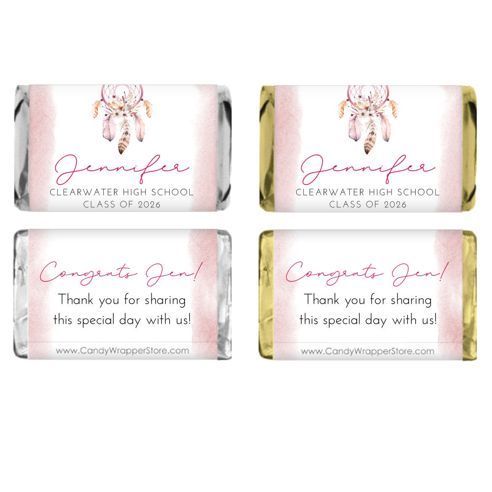 MINIGRAD427 - Miniature Watercolor Dreamcatcher Graduation Candy Bar Wrappers Miniature Watercolor Dreamcatcher Graduation Candy Bar Wrappers Party Favors grad427
