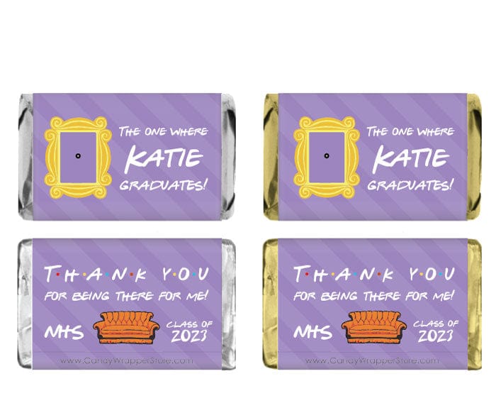 MINIGRAD435 - Miniature The One Where Friends Theme Graduation Candy Bar Wrapper Miniature The One Where Friends Theme Graduation Candy Bar Wrapper Party Favors grad435