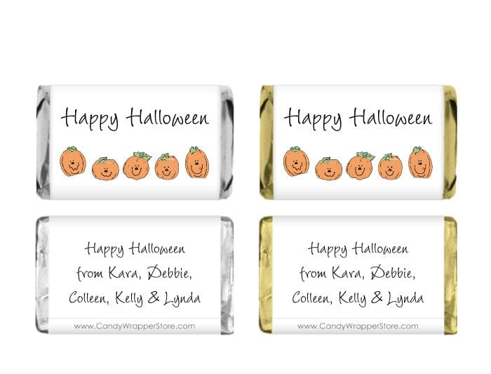 MINIHAL206 - Miniature Cute Pumpkin Halloween Wrapper Miniature Hershey's Halloween Cute Pumpkins Candy Bar Wrappers Party Supplies HAL206