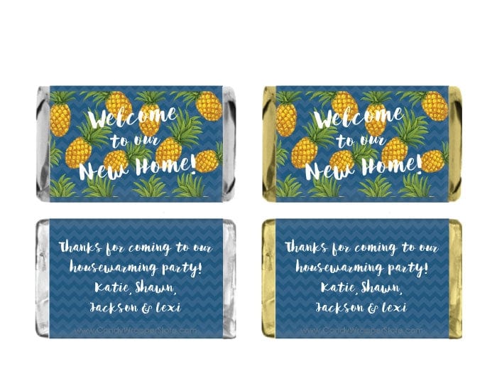 MINIHOUSE205 - Miniature Welcome to Our Home Pineapple Theme Candy Bar Wrapper Miniature Welcome to Our Home Pineapple Theme Candy Bar Wrapper Party Supplies HOUSE205