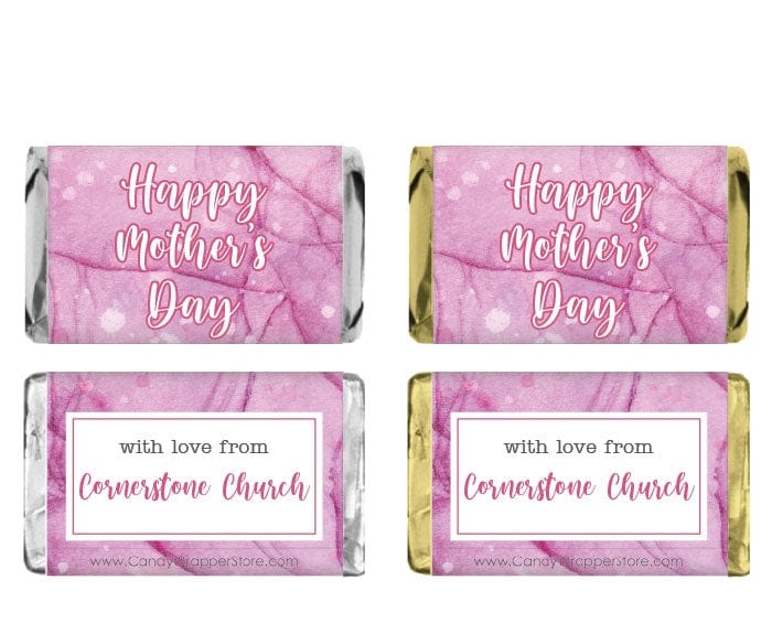 MINIMD205 - Miniature Mother's Day Pink Ink Watercolor Candy Wrappers Miniature Mother's Day Pink Ink Watercolor Candy Wrappers Party Favors md205