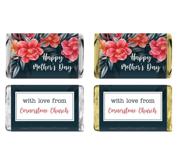 MINIMD208 - Miniature Mother's Day Large Red Flowers Candy Wrappers Miniature Mother's Day Large Red Flowers Candy Wrappers Party Favors MD208