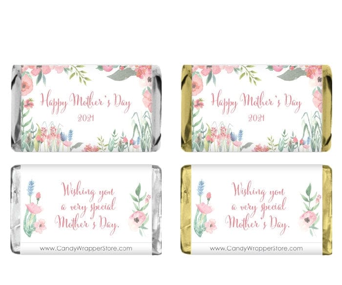 MINIMD3 - Miniature Mother's Day Watercolor Spring Floral Candy Bar Wrapper Miniature Mother's Day Watercolor Spring Floral Candy Bar Wrapper Party Favors MD3