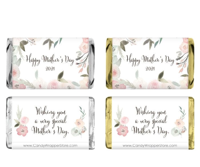 MINIMD8 - Miniature Mother's Day Watercolor Spring Floral Candy Bar Wrapper Miniature Mother's Day Watercolor Spring Floral Candy Bar Wrapper Party Favors MD8