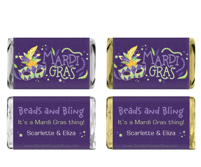 MINIMG200 - Miniature Mardi Gras Checkered Mask Candy Bar Wrappers Miniature Mardi Gras Checkered Mask Candy Bar Wrappers Party Favors mg200
