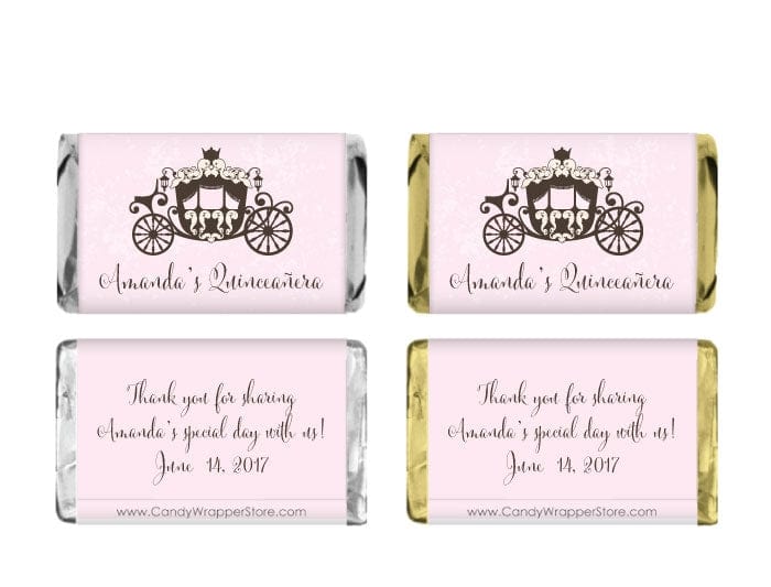 MINIQUIN208 - Miniature Quinceanera Princess Carriage Candy Bar Wrappers Miniature Quinceanera Princess Carriage Candy Bar Wrappers Party Favors QUIN208