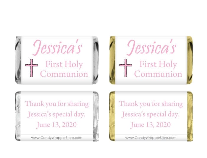 MINIREL418 - Miniature Pink Cross Religious Candy Bar Wrapper Miniature Pink Cross Religious Candy Bar Wrapper REL418