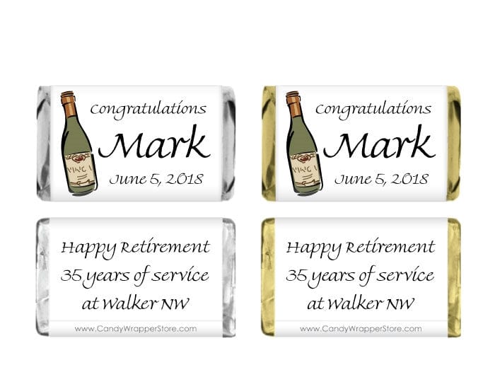 MINIRET202 - Wine Bottle Retirement Miniature Wrapper Miniature Retirement Candy Bar Wrappers RET202