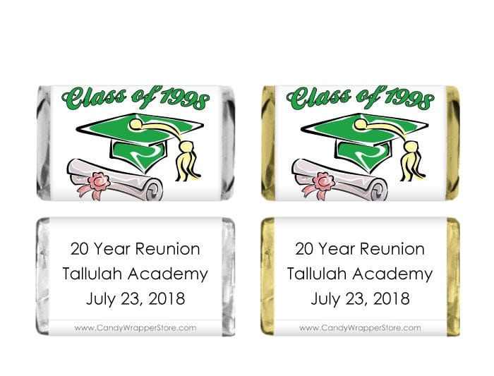 MINIREU204 - Class Reunion Cap and Scroll Mini Wrapper Class Reunion Cap and Scroll Miniature Candy Bar Wrappers Party Favors REU204