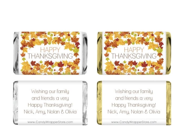 MINITHANKS201 - Miniature Thanksgiving Fall Leaves Wrappers Miniature Thanksgiving Fall Leaves Hersheys Wrappers THANKS201