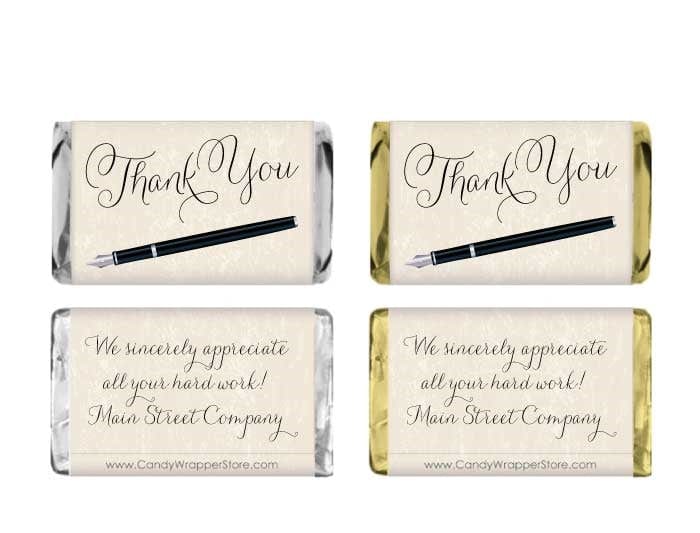 MINITY205 - Miniature Elegant Script Thank You Candy Wrapper Miniature Elegant Script Thank You Candy Wrapper Miniature Size Wrapper TY205