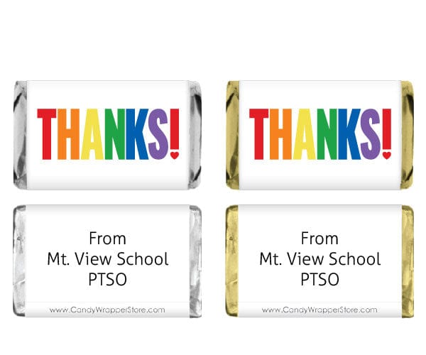 MINITY209 - Miniature Thanks Rainbow Color Appreciation Candy Bar Wrapper Miniature Thanks Rainbow Color Appreciation Candy Bar Wrapper Miniature Size Wrapper TY209