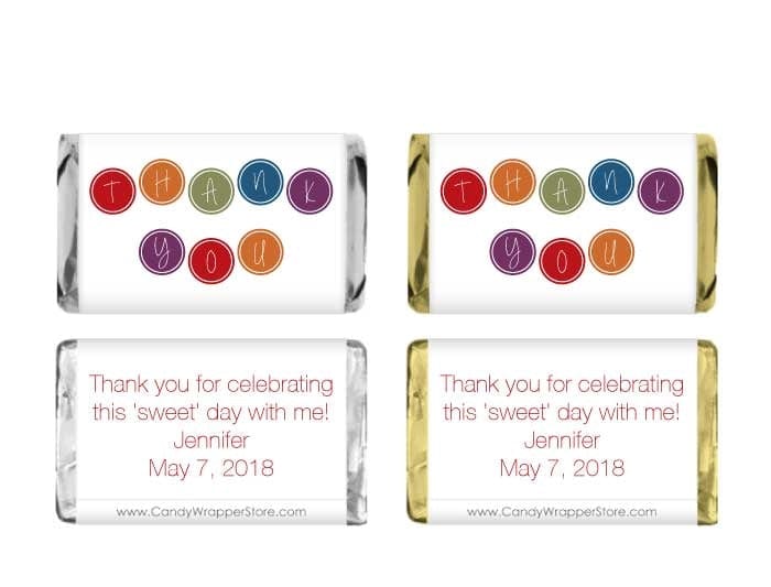 MINITY210 - Miniature Thank You Fun Colorful Dots Candy Bar Wrapper Miniature Thank You Fun Colorful Dots Candy Bar Wrapper Miniature Size Wrapper TY210