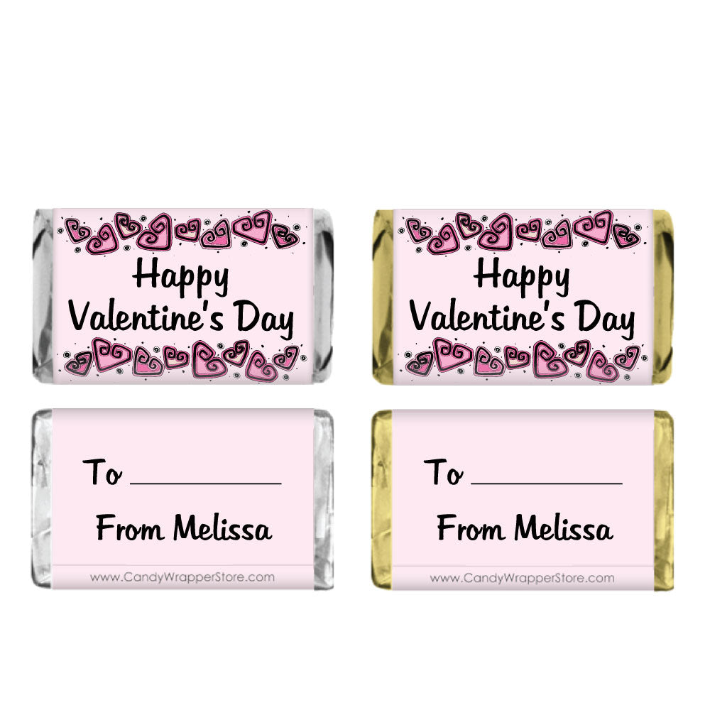 MINIVAL201 - Mini Valentines Day Hearts Candy Wrappers Mini Valentines Day Hearts Candy Wrappers VAL201