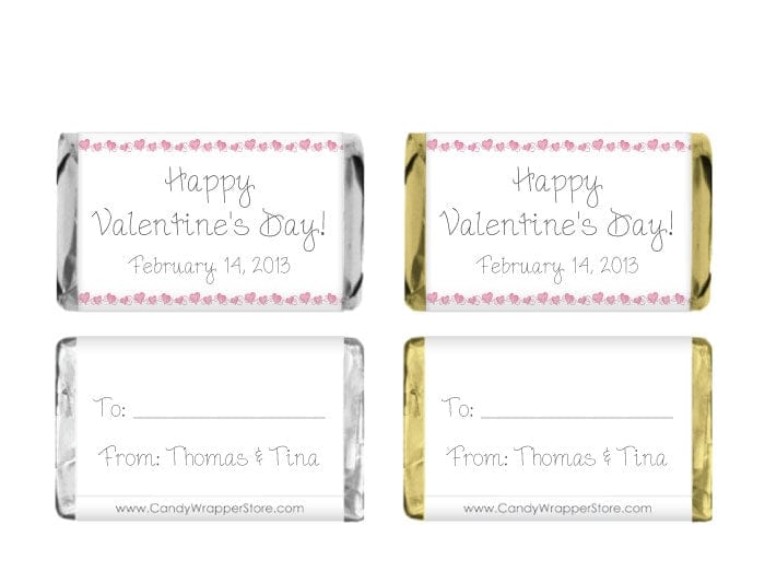 MINIVAL202 - Valentines Day Hearts Border Candy Wrappers Valentines Day Hearts Border Candy Wrappers VAL202