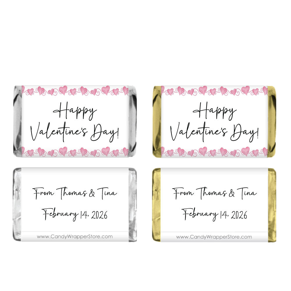MINIVAL202 - Valentines Day Hearts Border Candy Wrappers Valentines Day Hearts Border Candy Wrappers VAL202