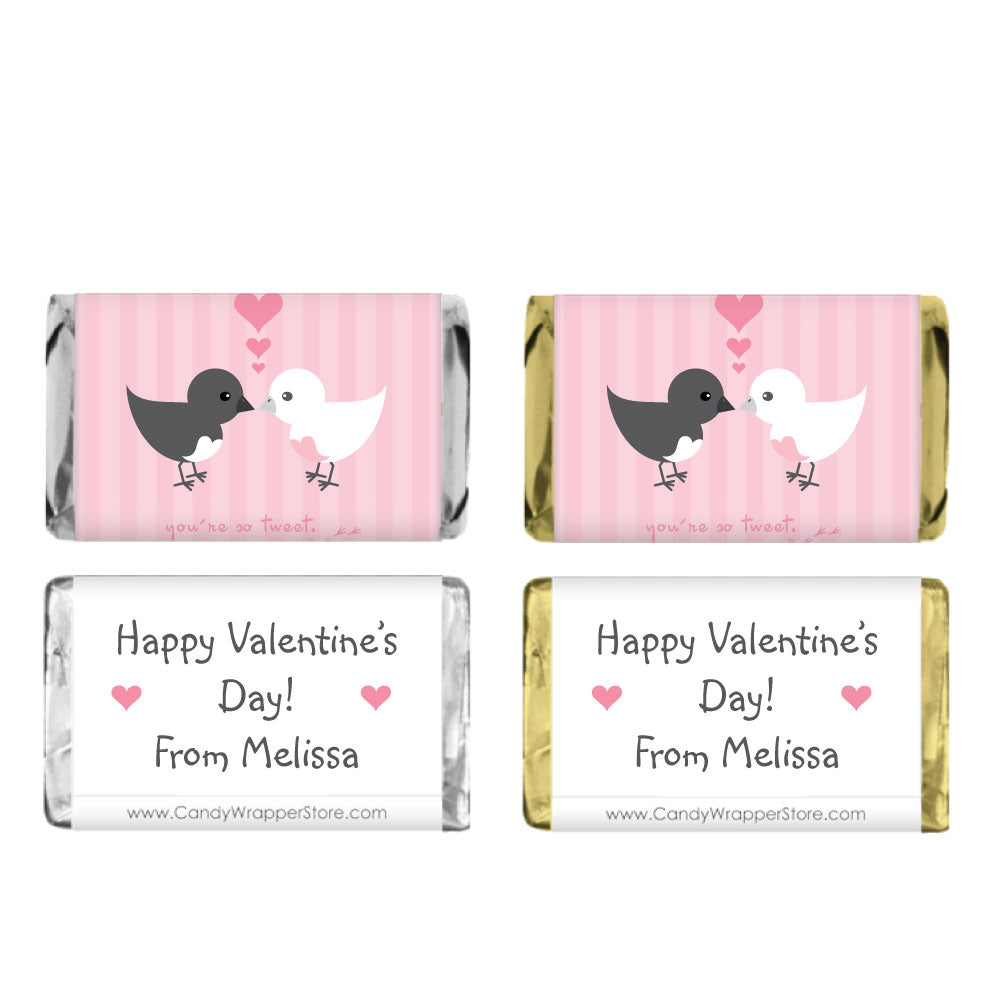 MINIVAL207 - Mini Valentines Day Tweet Birds Candy Wrappers Mini Valentines Day Tweet Birds Candy Wrappers VAL207