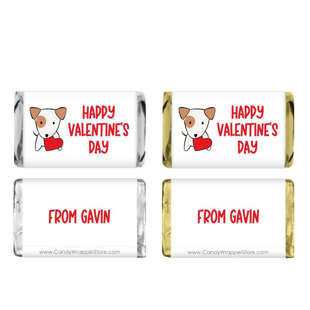 MINIVAL209 - Mini Valentines Day Dog Heart Heart Candy Wrappers Mini Valentines Day Dog Heart Heart Candy Wrappers VAL209
