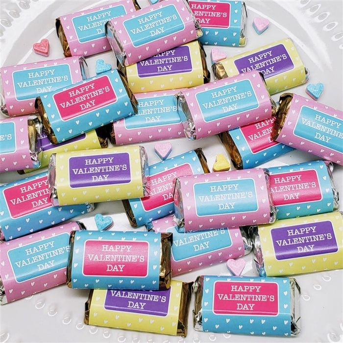 MINIVAL235 - Scattered Hearts Valentines Day Miniature Hersheys Candy Bar Wrappers Scattered Hearts Valentines Day Miniature Hersheys Candy Bar Wrappers VAL235