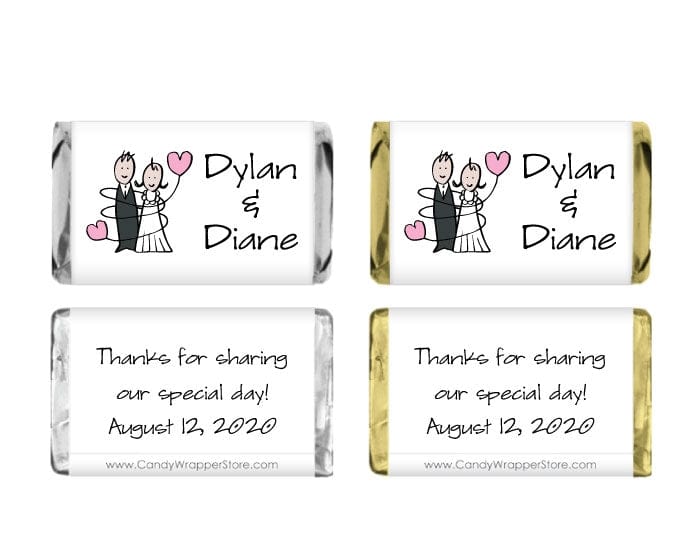 MINIWA201 - Mini Bride and Groom Wedding Wrappers Bride and Groom Miniature Wedding Wrappers Miniature Size Wrapper WA201