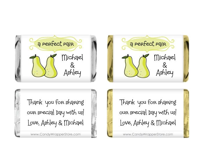 MINIWA211 - A Perfect Pair Wedding Miniature Candy Bar Wrapper A Perfect Pair Wedding Miniature Candy Bar Wrapper Miniature Size Wrapper WA211