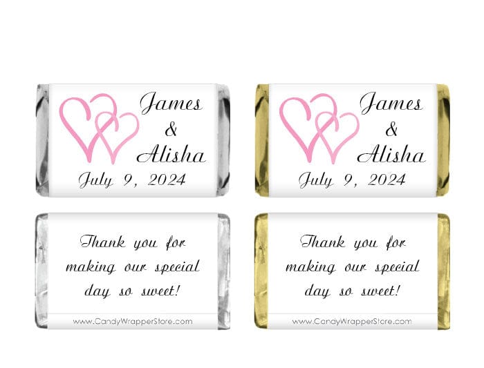 MINIWA216 - Miniature Double Hearts Wedding Candy Wrapper Miniature Double Hearts Wedding Candy Wrapper Miniature Size Wrapper WA216