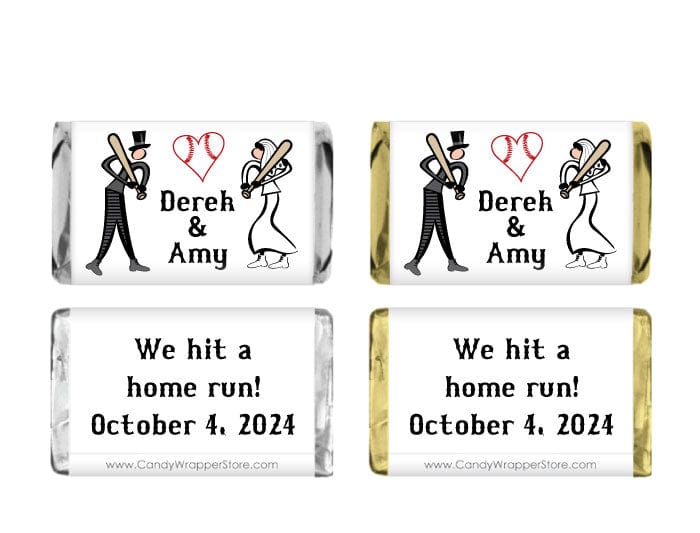 MINIWA221baseball - Miniature Wedding Baseball Candy Bar Wrappers Miniature Wedding Baseball Candy Bar Wrappers Miniature Size Wrapper WA221