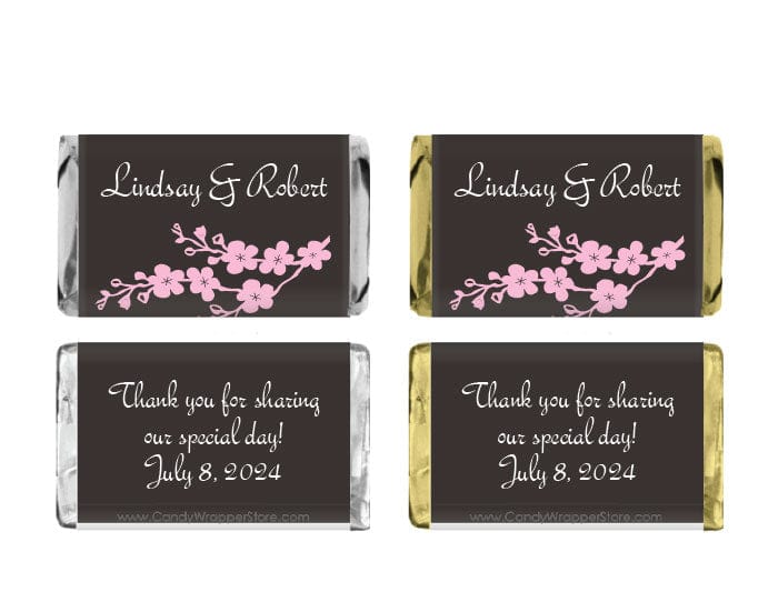 MINIWA226 - Miniature Wedding Cherry Blossom Candy Wrapper Miniature Wedding Cherry Blossom Candy Wrapper Miniature Size Wrapper WA226