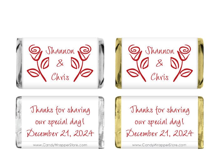 MINIWA228 - Miniature Wedding Roses Candy Wrapper Miniature Wedding Roses Candy Bar Wrappers Miniature Size Wrapper WA228