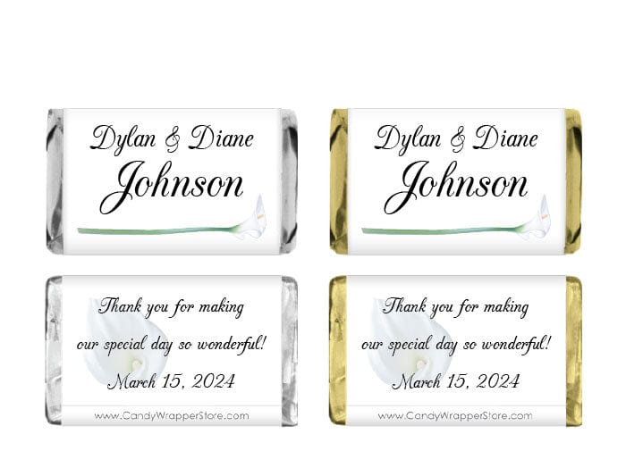 MINIWA230 - Calla Lily Miniature Wedding Candy Bar Wrapper Calla Lily Miniature Wedding Candy Bar Wrapper Miniature Size Wrapper WA230