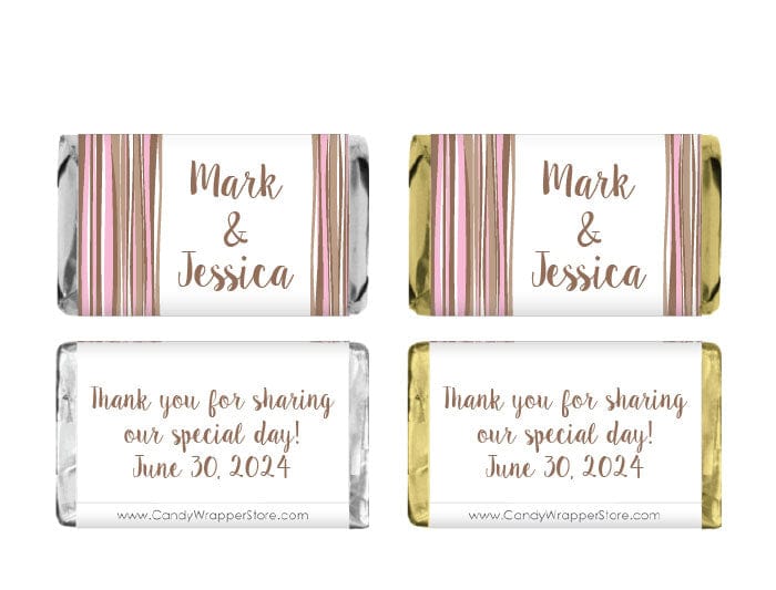 MINIWA233 - Miniature Wedding Wavy Stripes Candy Bar Wrapper Miniature Wedding Wavy Stripes Candy Bar Wrapper Miniature Size Wrapper WA233