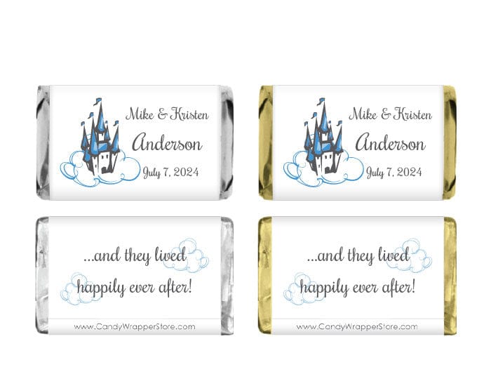 MINIWA234blue - Wedding Blue Castle and Clouds Miniature Wrapper Wedding Blue Castle and Clouds Miniature Wrapper Miniature Size Wrapper WA234