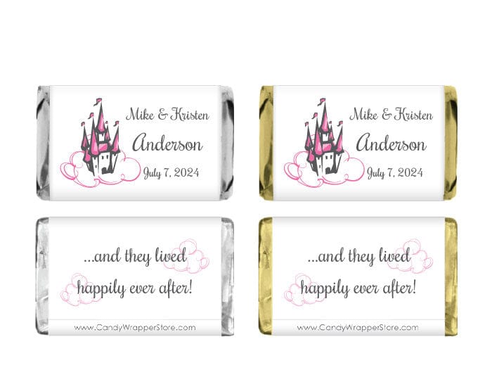 MINIWA234pink - Wedding Pink Castle and Clouds Miniature Wrapper Wedding Pink Castle and Clouds Miniature Wrapper Miniature Size Wrapper WA234