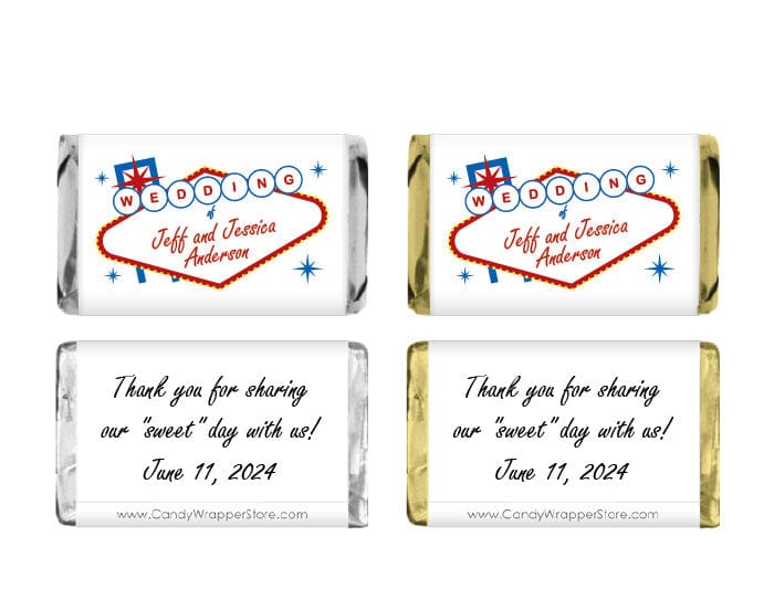 MINIWA246red - Las Vegas Wedding Miniature Candy Bar Wrapper Las Vegas Wedding Miniature Candy Bar Wrapper Miniature Size Wrapper WA246