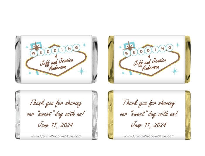 MINIWA246tiffany - Las Vegas Wedding Miniature Candy Bar Wrapper Las Vegas Wedding Miniature Candy Bar Wrapper Miniature Size Wrapper WA246