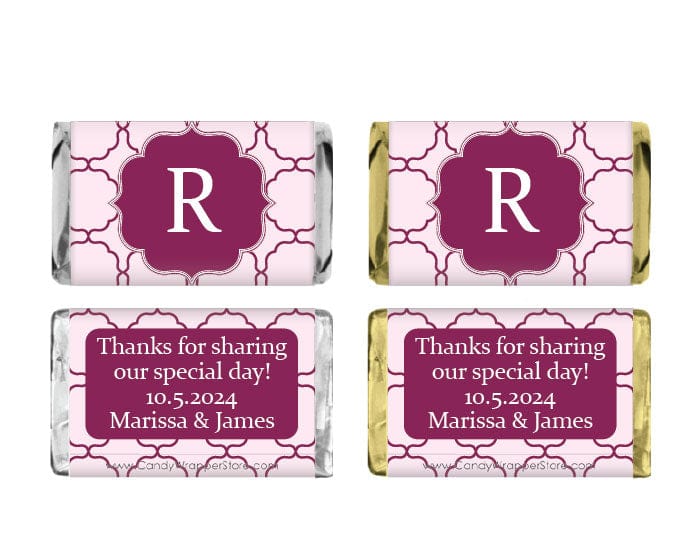 MINIWA247 - Miniature Trendy Initial Wedding Candy Bar Wrapper Miniature Trendy Initial Wedding Candy Bar Wrapper Miniature Size Wrapper WA247