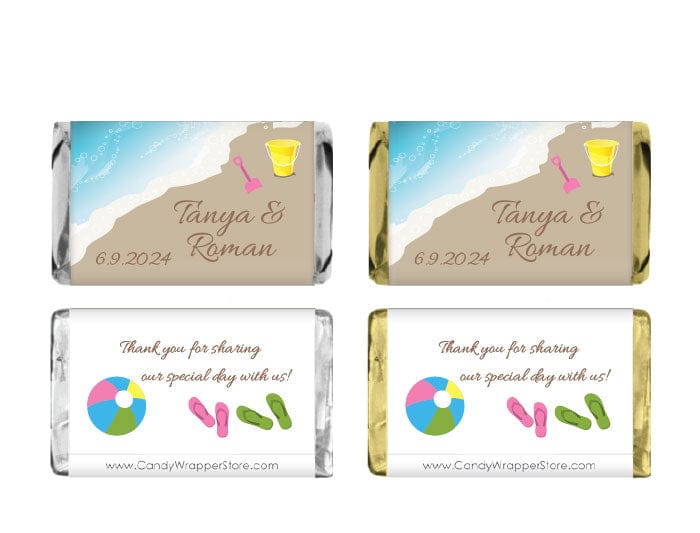 MINIWA266DBR - Miniature Wedding Beach Theme Candy Bar Wrapper Miniature Wedding Beach Theme Candy Bar Wrapper Miniature Size Wrapper WA266