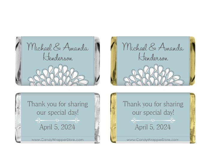 MINIWA272 - Miniature Wedding Chrysanthemum Candy Bar Wrappers Miniature Wedding Chrysanthemum Candy Bar Wrappers Miniature Size Wrapper WA272