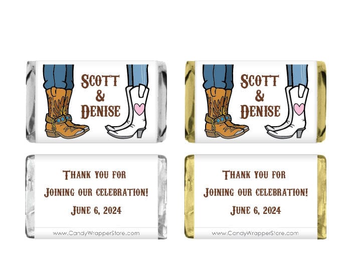 MINIWA278 - Cowboy Boots Wedding Candy Bar Wrapper Cowboy Boots Wedding Candy Bar Wrapper Miniature Size Wrapper WA278